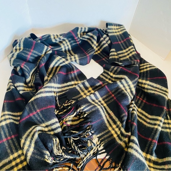 RARE - BURBERRY 100% CASHMERE CHECK LARGE SCARF SHAWL WRAP - Picture 6 of 10